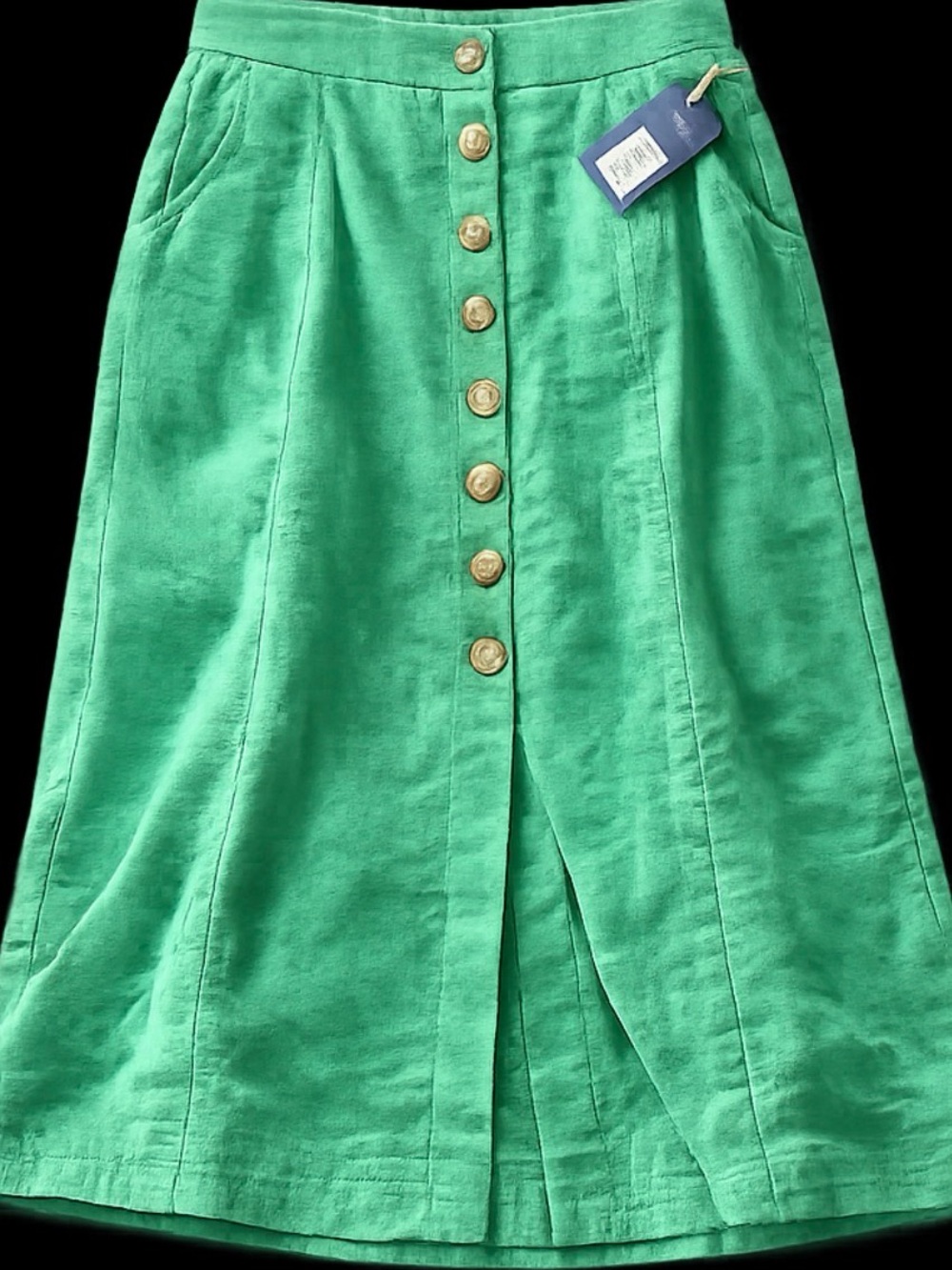 Universal Thread Green Button-Front Midi Skirt